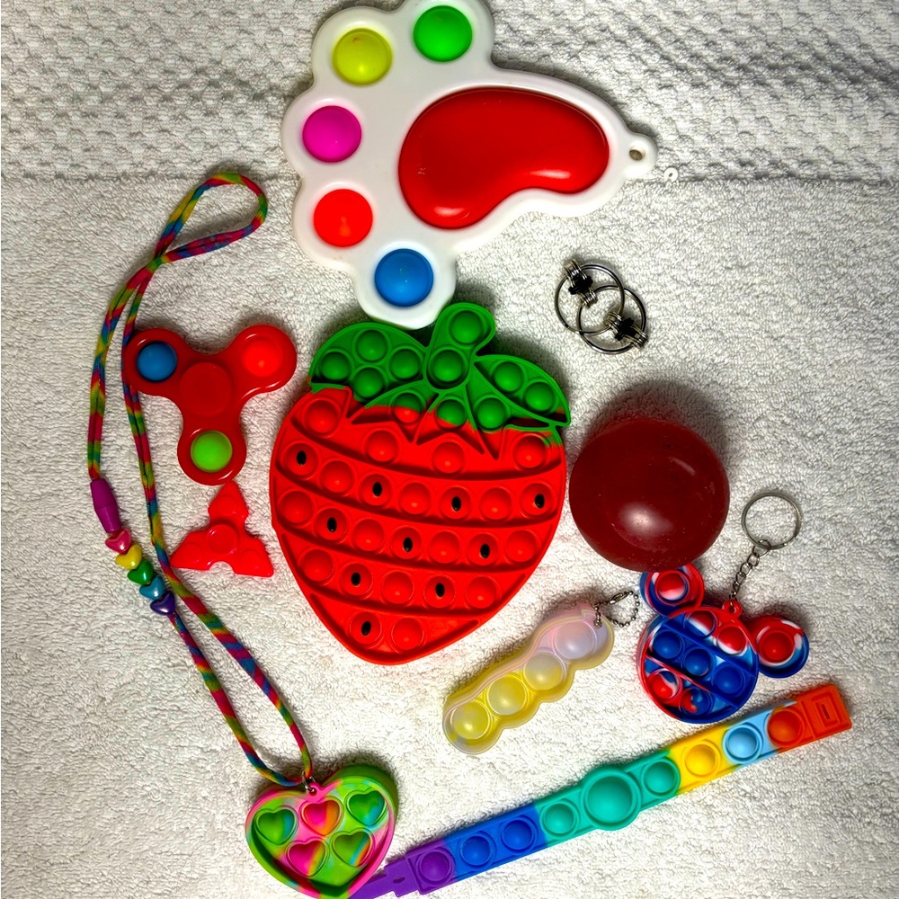Fidget Variety Pack!Dimples/Pop-its-Necklace/Squishy/Fidget Spinner!